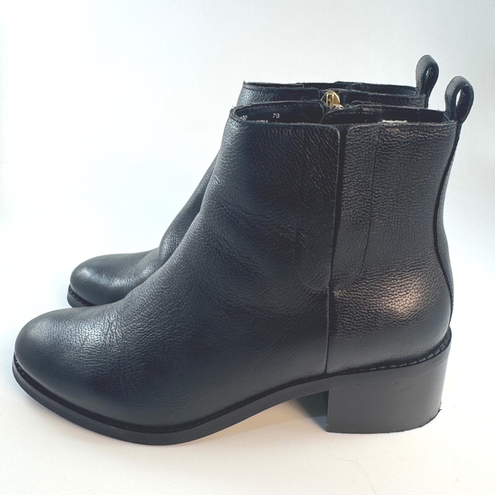 Cole Haan Addie Black Pebbled Leather Ankle Boots W21600 Block Heel Womens 7B - Picture 6 of 8